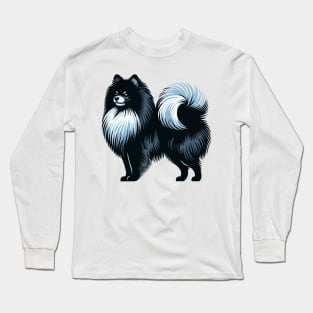 Black Pomeranian Art Long Sleeve T-Shirt